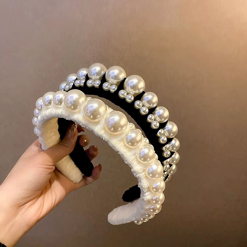 Cerceau de cheveux en flanelle de perles, Design de mode européen et américain, nouveaux accessoires de cheveux, coiffure de personnalité en perles, bandeau pour femmes