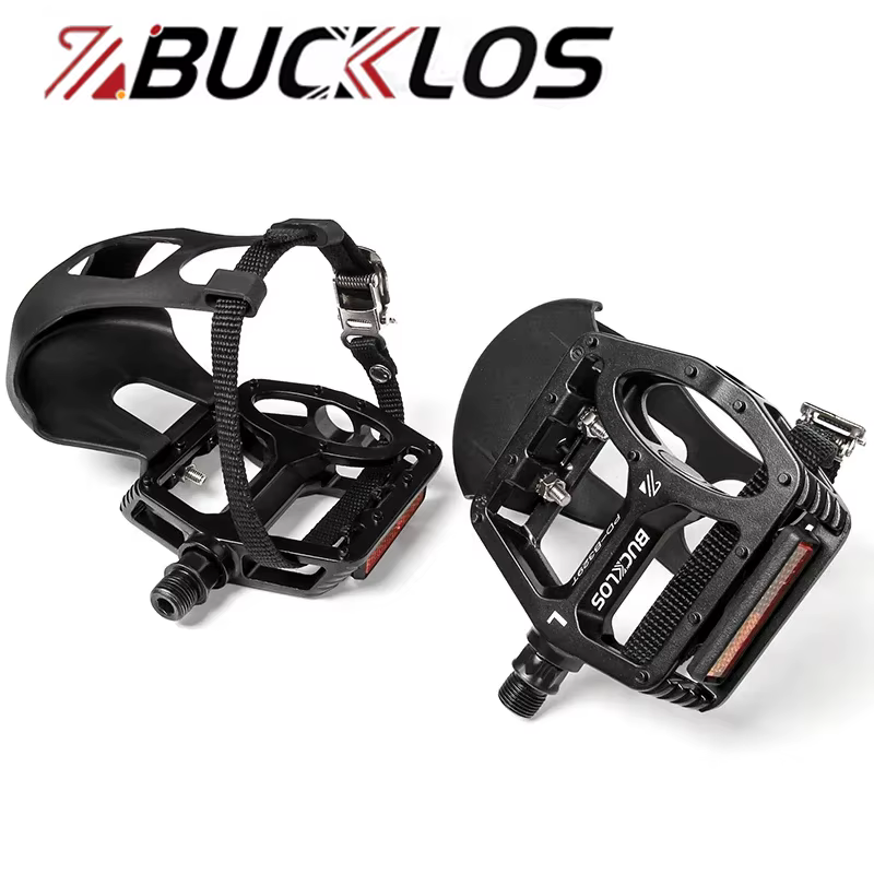 BUCKLOS PD-B329T pédales de vélo de Spinning d'intérieur 9/16 pouces pédale de VTT avec pince d'orteil