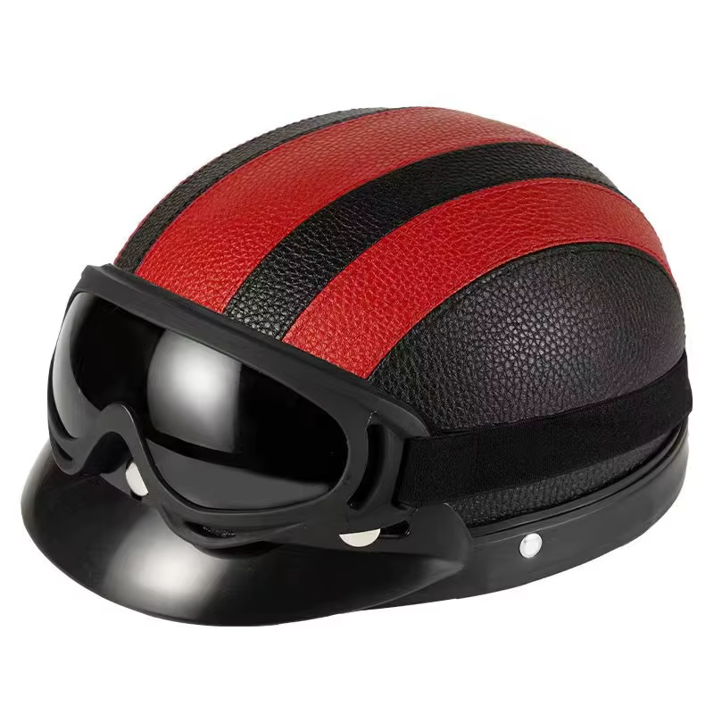 Casque vintage en cuir Harley pour homme et femme