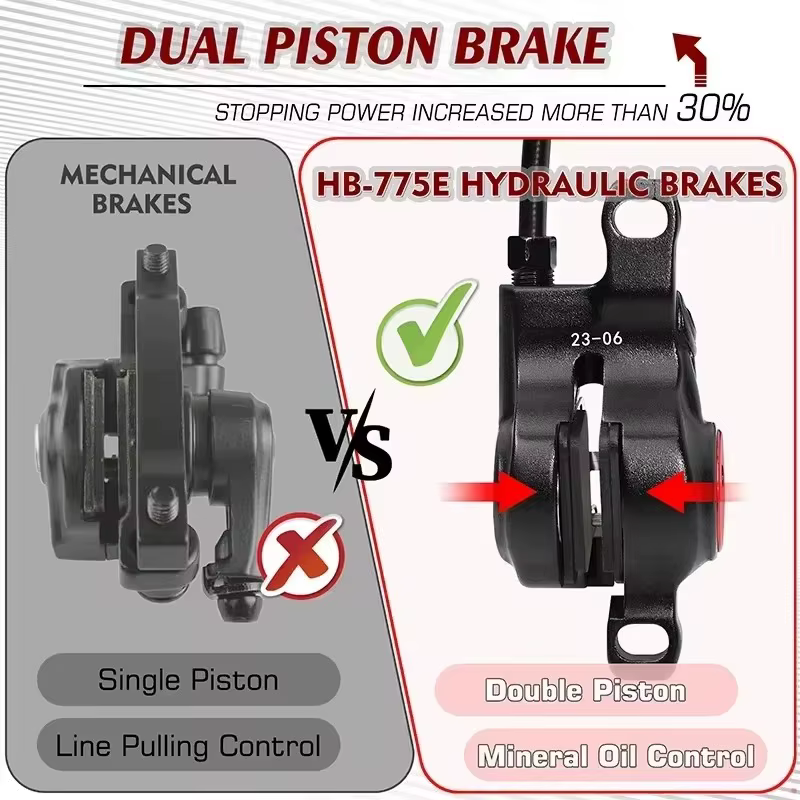 ZOOM HB-775E E-BIKE jeu de freins à disque hydrauliques Scooter électrique vtt vélo mise hors tension contrôle Pistons huile gauche avant droit frein