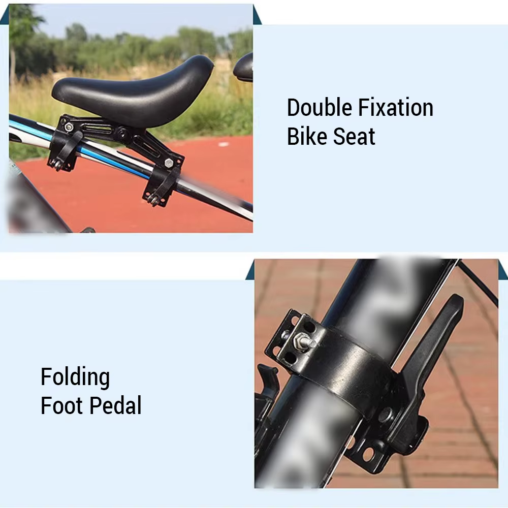 Sièges de vélo montés à l'avant avec guidon et pédales pour enfants