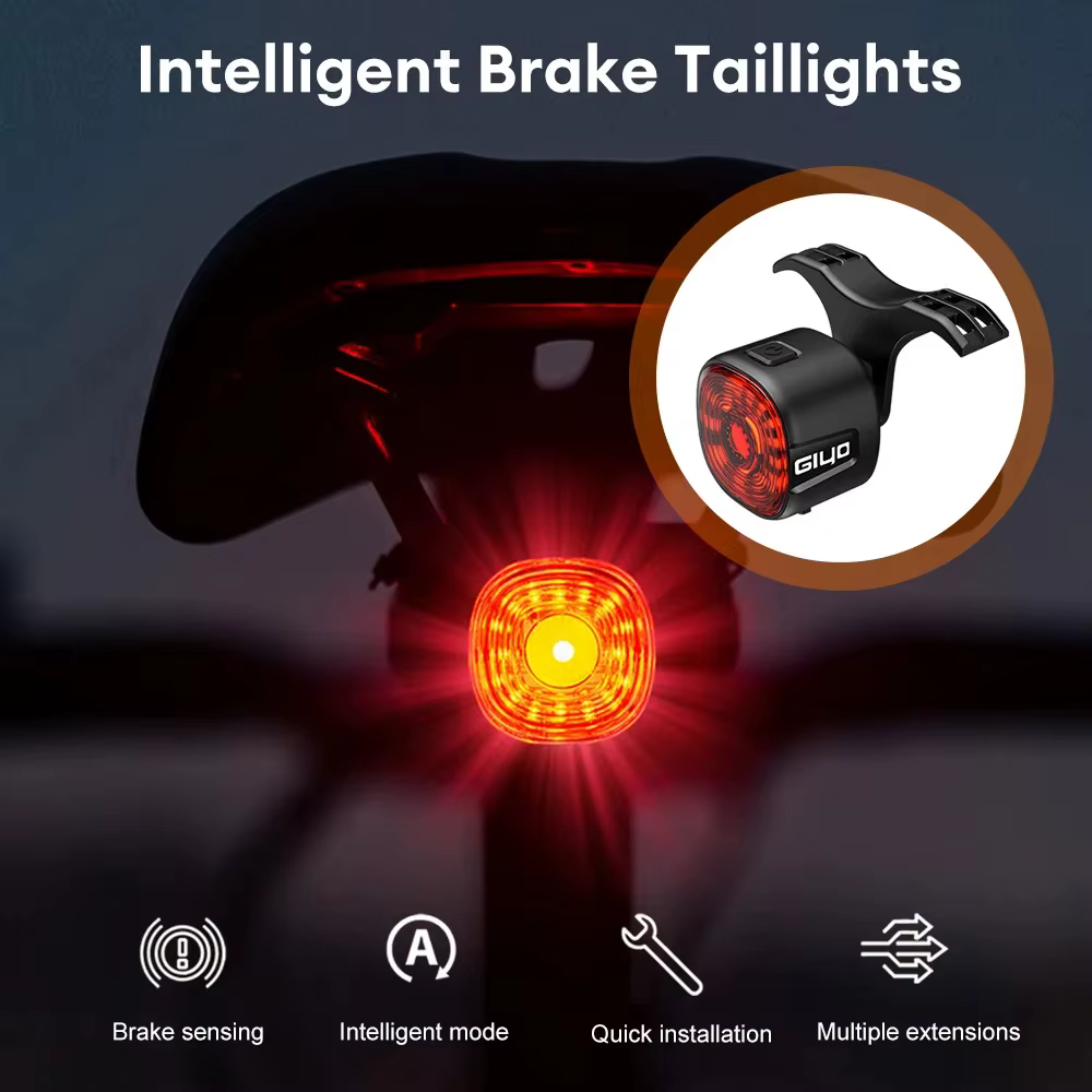 GlYO Feu arrière de vélo - Intelligent avec détection de freinage automatique / Option non intelligente - IP66 étanche USB rechargeable pour VTT/vélo de route