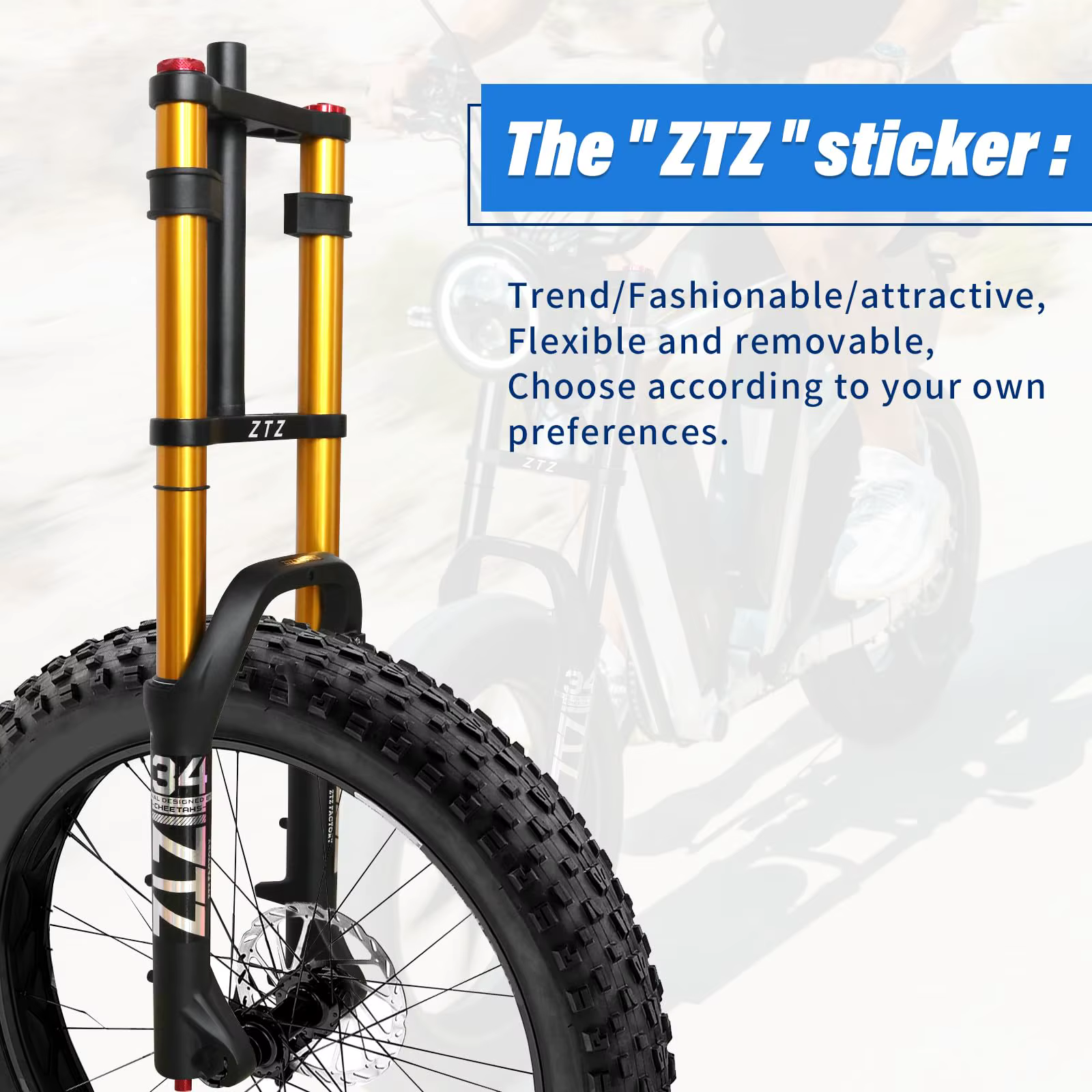 Fourche à air VTT ZTZ double suspension 20/26 pouces pour pneus larges 4.0