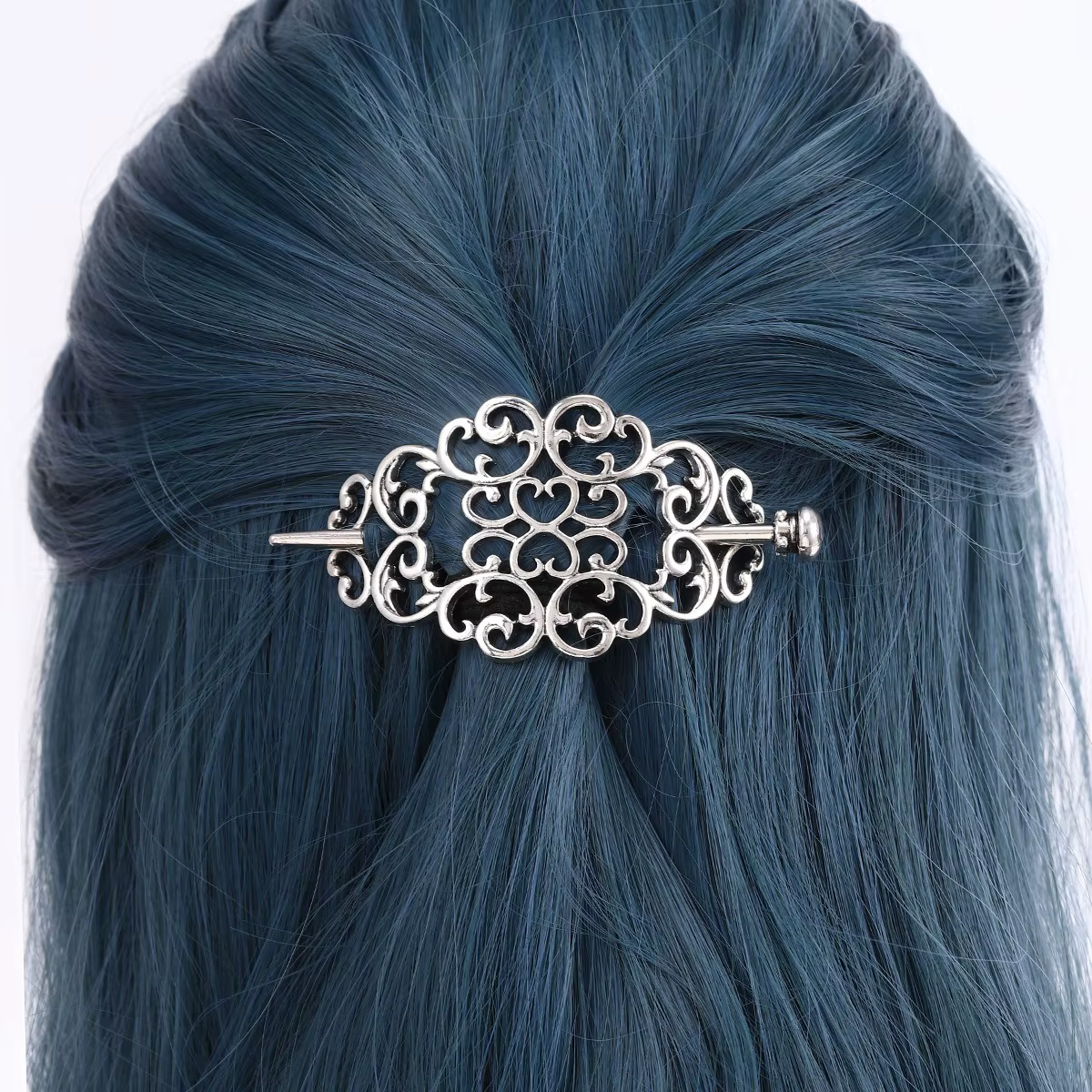 1pc mode Vintage argent filigrane cheveux toboggan complexe défilement conception gothique Style médiéval accessoire de cheveux parfait académique