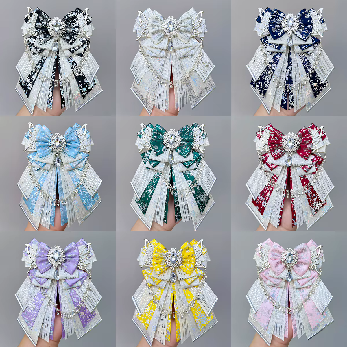 Accessoires de sac Ita de luxe, style Ins, faits main, avec nœud éventail, ruban pour bâton lumineux, longues guirlandes et nœuds, pour articles Lolita et breloques de sac