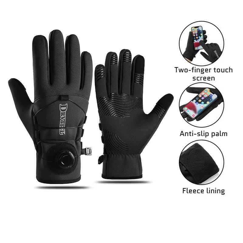 Gants de cyclisme d'hiver chauds imperméables coupe-vent unisexe avec écran tactile pour l'équitation en plein air ski course accessoires de vélo