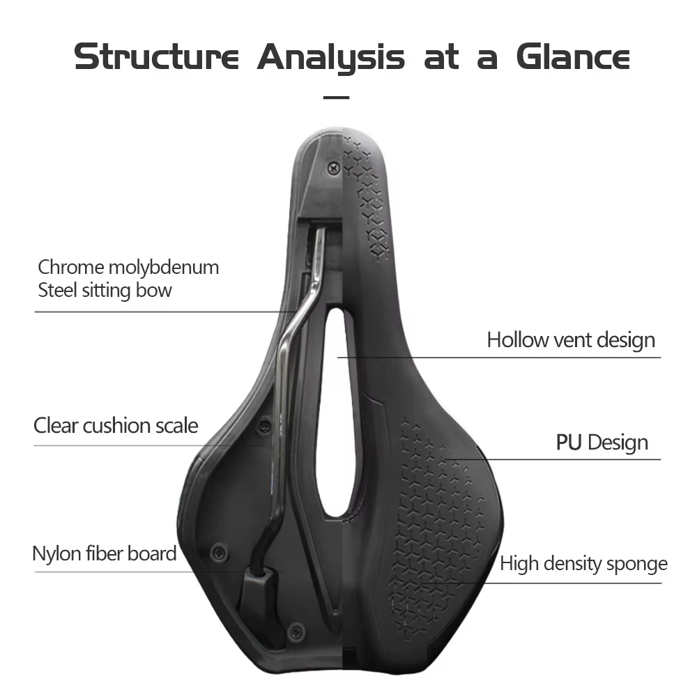 Selle de vélo antichoc en cuir PU respirant creux