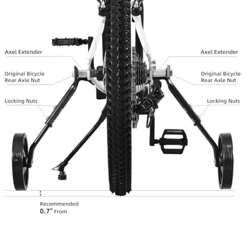 Roues d'apprentissage pour vélos adultes et enfants de 16 à 26 pouces, vélos multi-vitesses, construction en acier, supports de renforcement épaissis