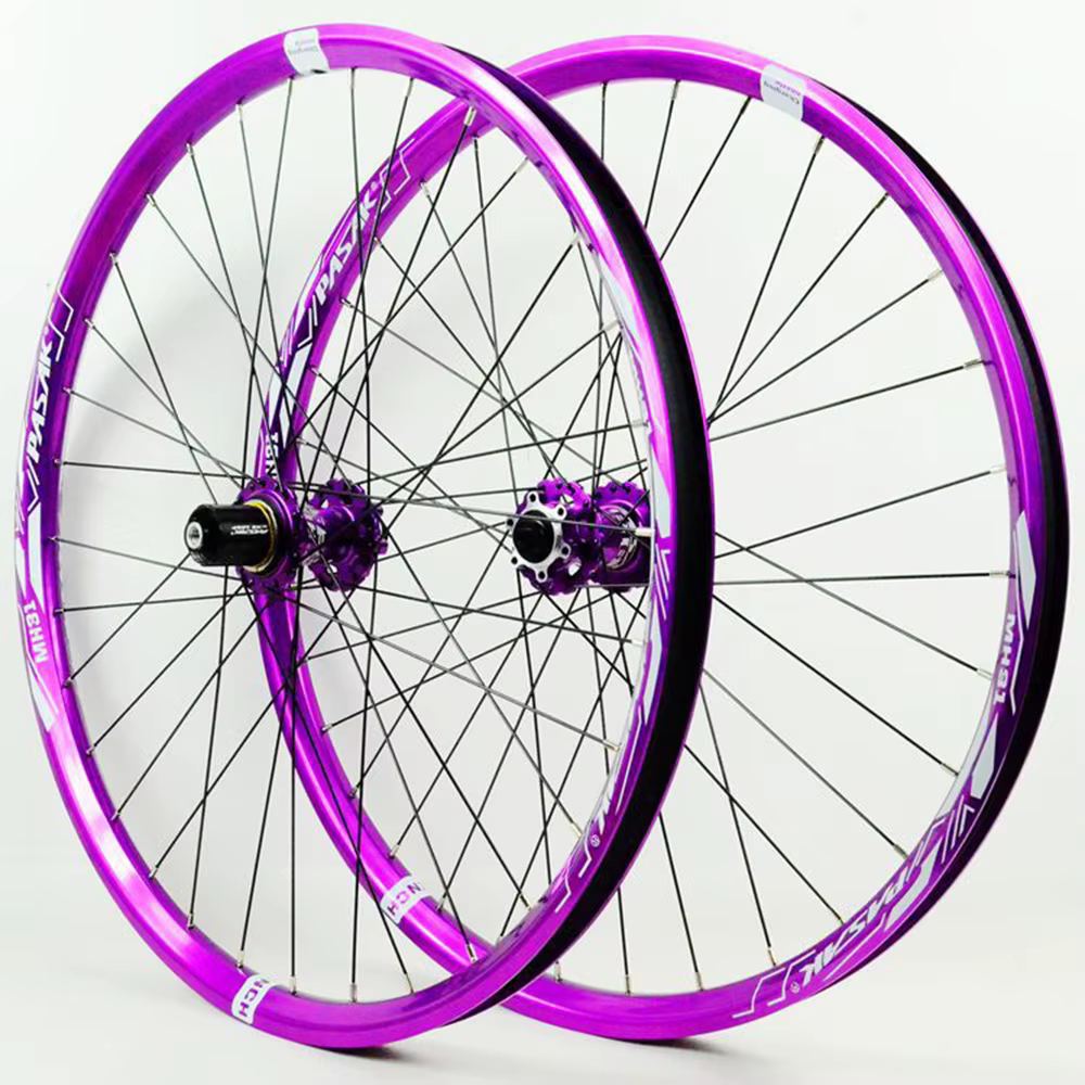 Paire de roues vtt violet 24/26/27.5/29 pouces Dirt Jump VTT jante large de 31mm moyeu à double verrouillage 120 points