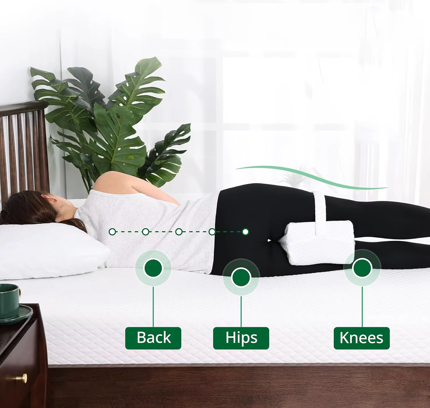 Oreiller pour dormeurs latéraux avec sangles, oreiller pour jambes et genoux en mousse à mémoire de forme douce, oreiller pour jambes en mousse à mémoire de forme pour dormeurs latéraux