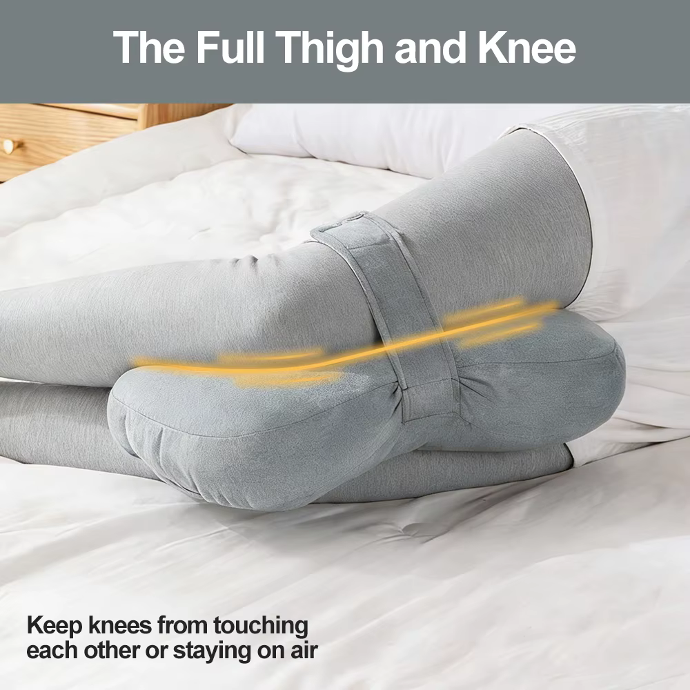 Oreiller pour dormeurs latéraux, oreiller de soutien pour les maux de hanches et de dos, peluche, ceinture de liaison et lavable en Machine