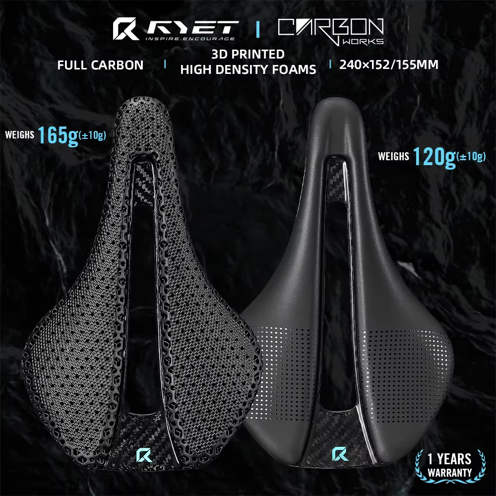 RYET selle de vélo entièrement en carbone imprimé en 3D 155mm 7x9 ultraléger 120g siège