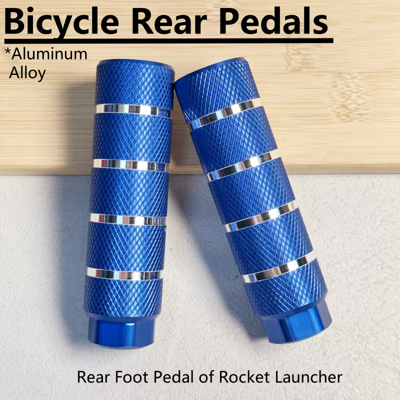 Pédales arrière de vélo en alliage d'aluminium anodisé bleu
