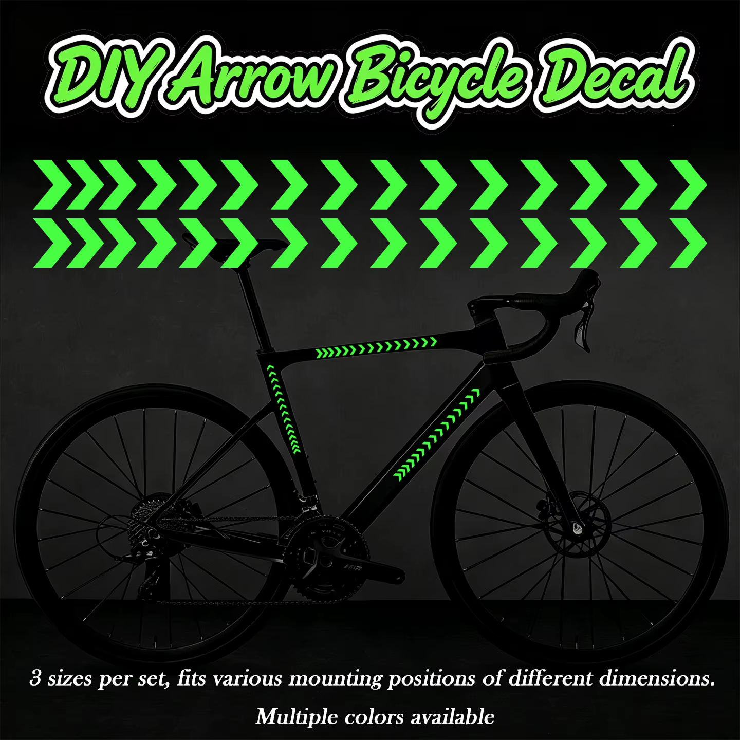 Lot de 3 autocollants DIY en forme de flèche pour cadre de vélo