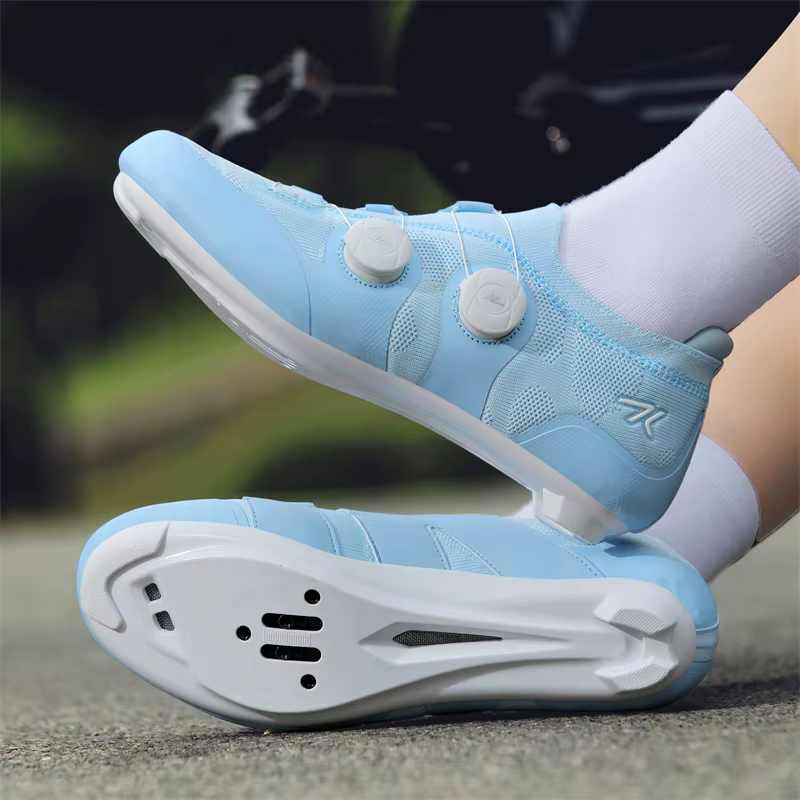 Chaussures de cyclisme sur route hommes femmes rose respirant auto-verrouillage taquet Spd