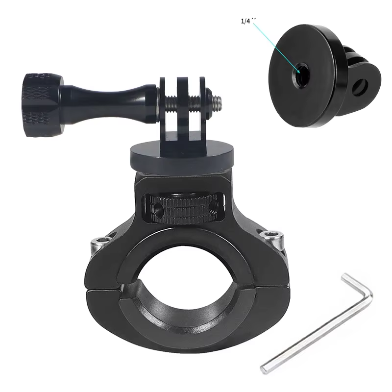 Support de guidon de vélo en alliage d'aluminium avec vis de 1/4 pouces pour caméra GoPro Hero 13 12 11 10 9 DJI OSMO Action 6 5 4 insta360 X5