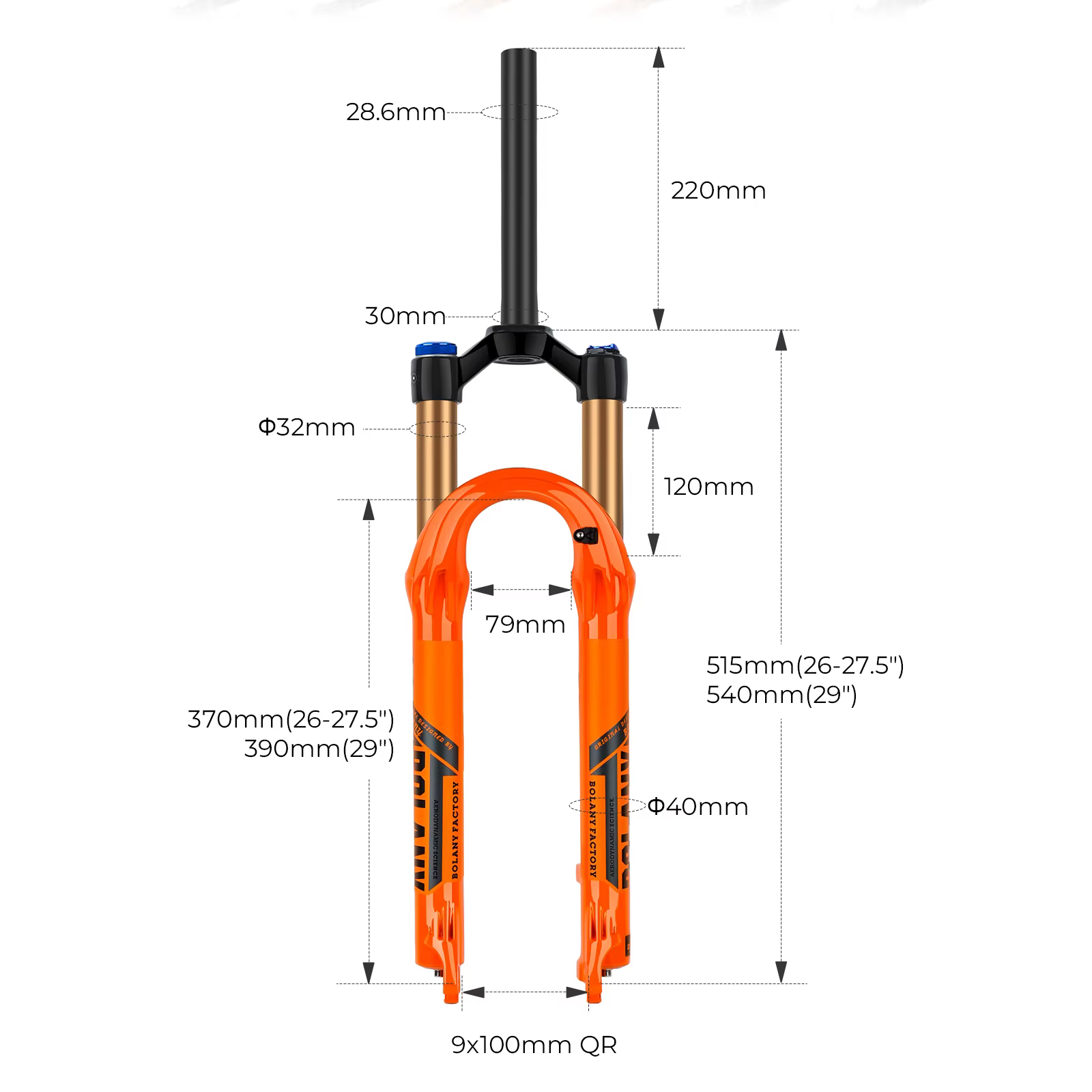 Fourche à air pour vélo de montagne orange
