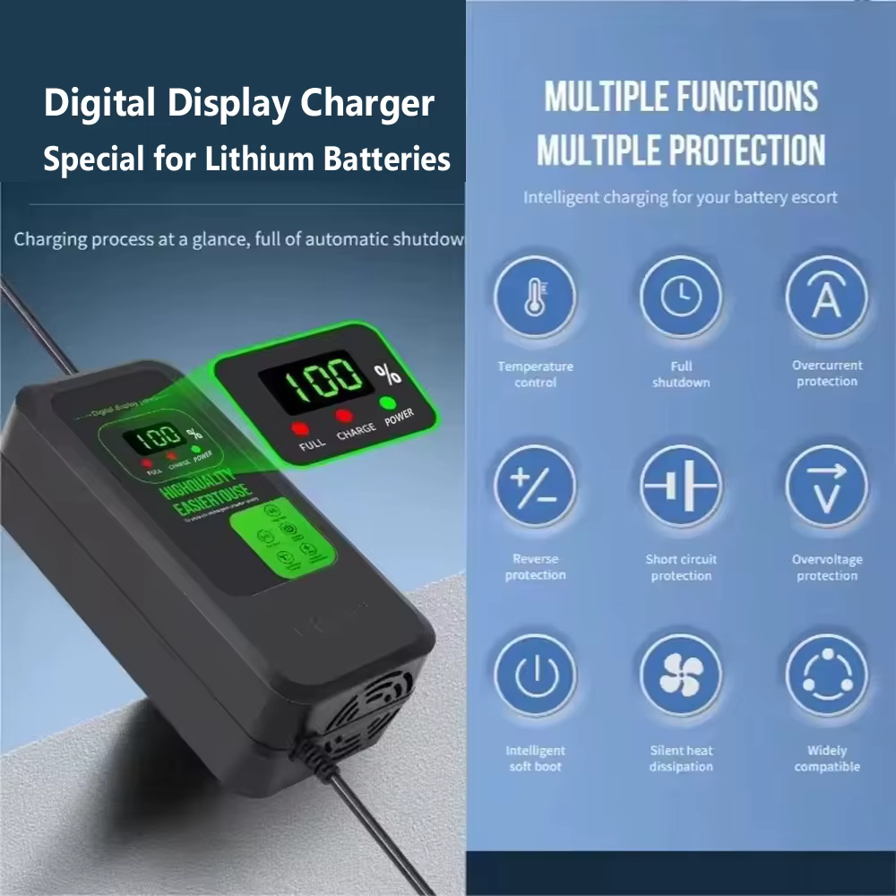 Chargeur de batterie lithium 2A 5A 36V 10S 42V/48V 13S 54.6V/72V 20S 84V pour trottinette électrique, prise DC 36V 48V 72V