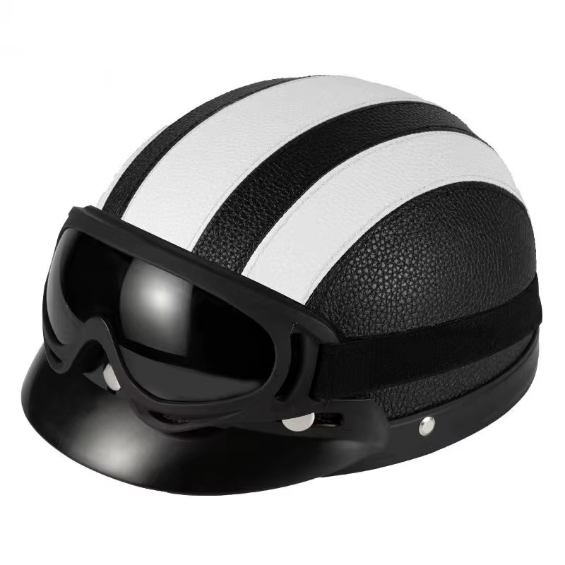 Casque vintage en cuir Harley pour homme et femme