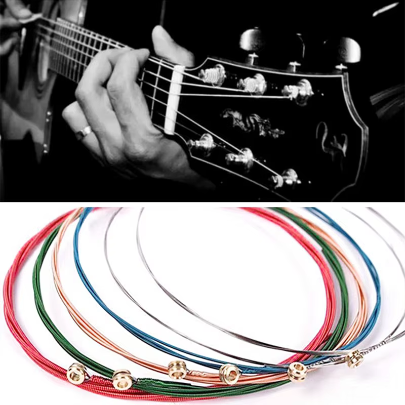 Cordes de guitare colorées arc-en-ciel E-A, 6 pièces/ensemble, pour guitare Folk acoustique classique, pièces multicolores, accessoires de guitare