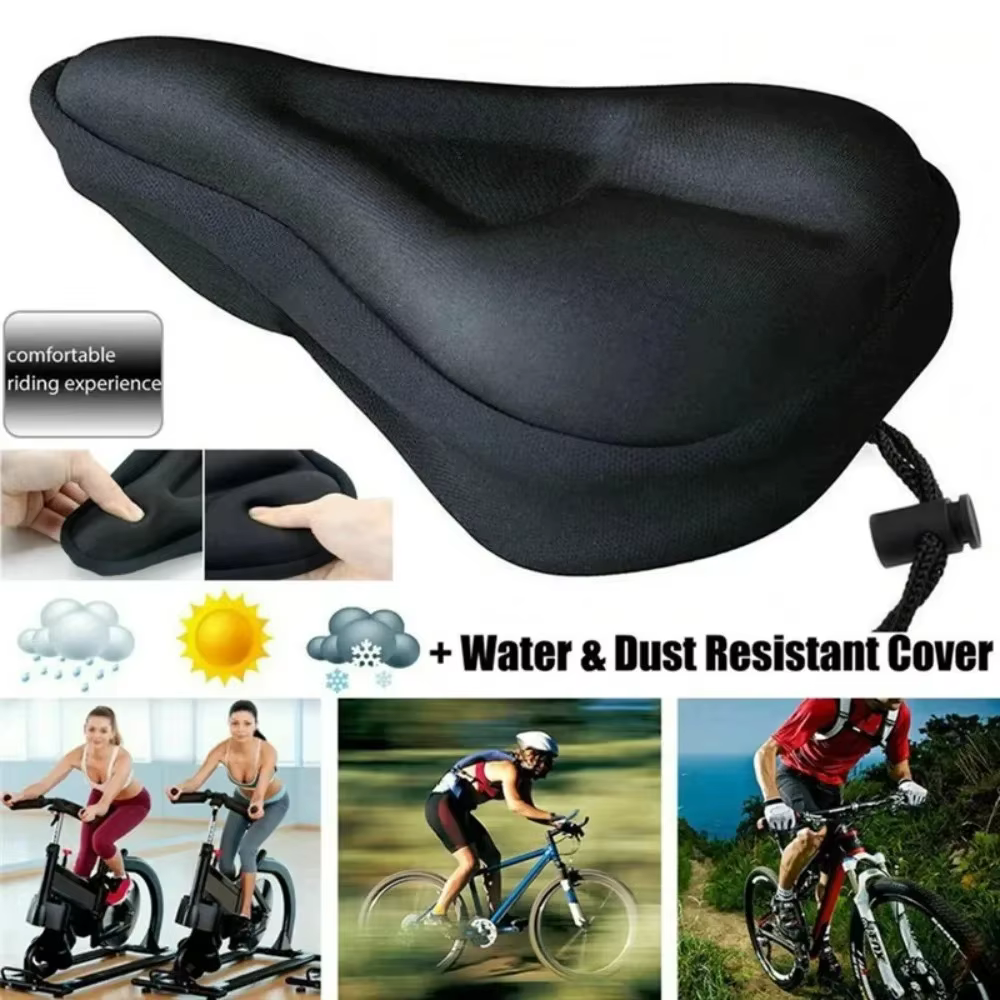 Housse de selle de vélo 3D rembourrée avec coussin en gel large et doux