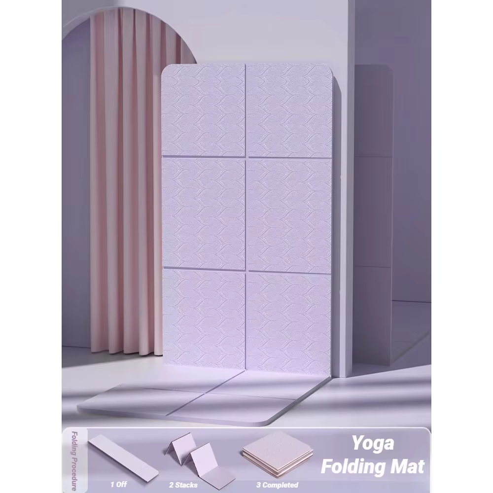 Tapis de yoga pliable, silencieux, écologique, pliable, pour voyage, fitness, exercices, double face, antidérapant, pour pilates et entraînements au sol, danse