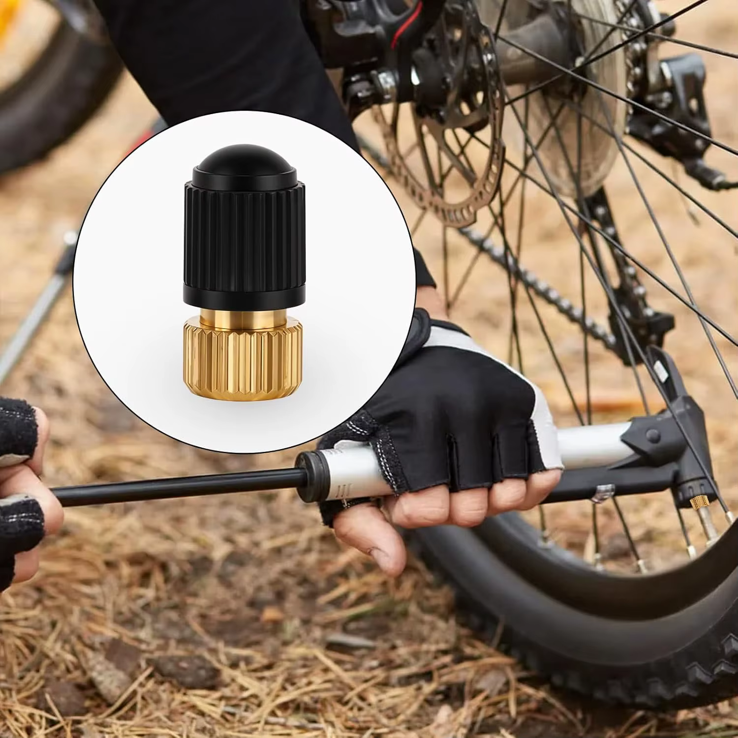 Adaptateur de assujetPresta en laiton (lot de 5 + 10 capuchons)-Convertir Presta en Schrader pour tous les types de