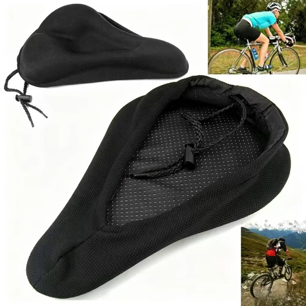 Housse de selle de vélo 3D rembourrée avec coussin en gel large et doux