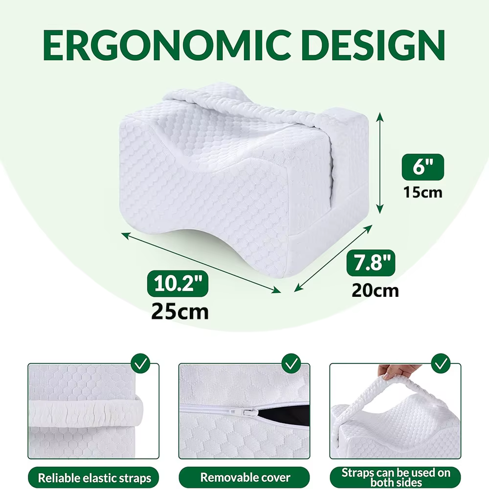 Oreiller pour dormeurs latéraux avec sangles, oreiller pour jambes et genoux en mousse à mémoire de forme douce, oreiller pour jambes en mousse à mémoire de forme pour dormeurs latéraux