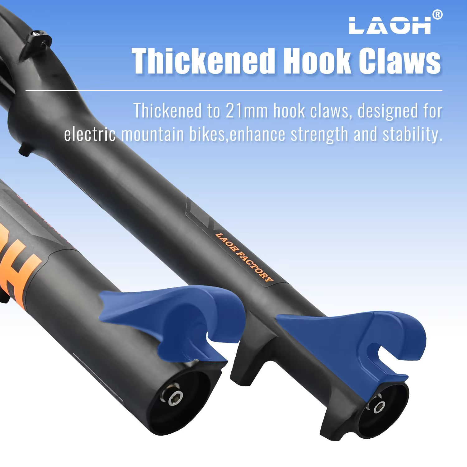 Fourche de suspension LAOH 20 pouces pour vélo, avec pneu 4.0, débattement 160 mm, double épaule, QR 9 mm, tube droit, pour VTT, Fat Bike, neige et plage