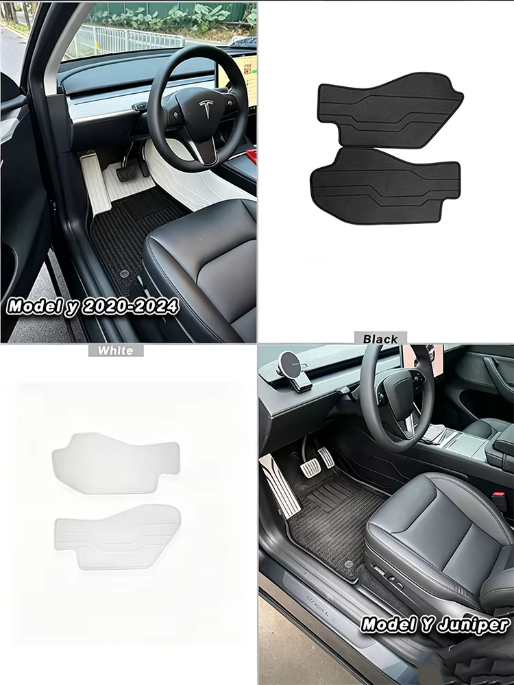 Pour Tesla Model Y/YL Juniper, accessoires de décoration intérieure, protections, tapis en cuir blanc Model 3 Highland, 2 pièces, cockpit, 2 côtés