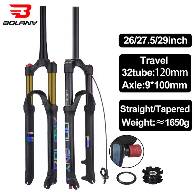Fourche à air pour vélo Bolany avec réglage du rebond