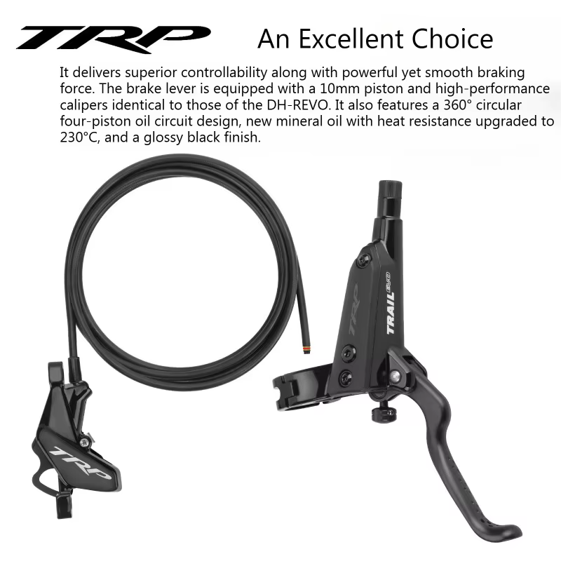 Frein à disque hydraulique pour vélo de montagne TRP Trail EVO HD-M843, frein de qualité AM/ENDURO à 4 pistons avec tube d'huile de 1800 mm et poignée ergonomique