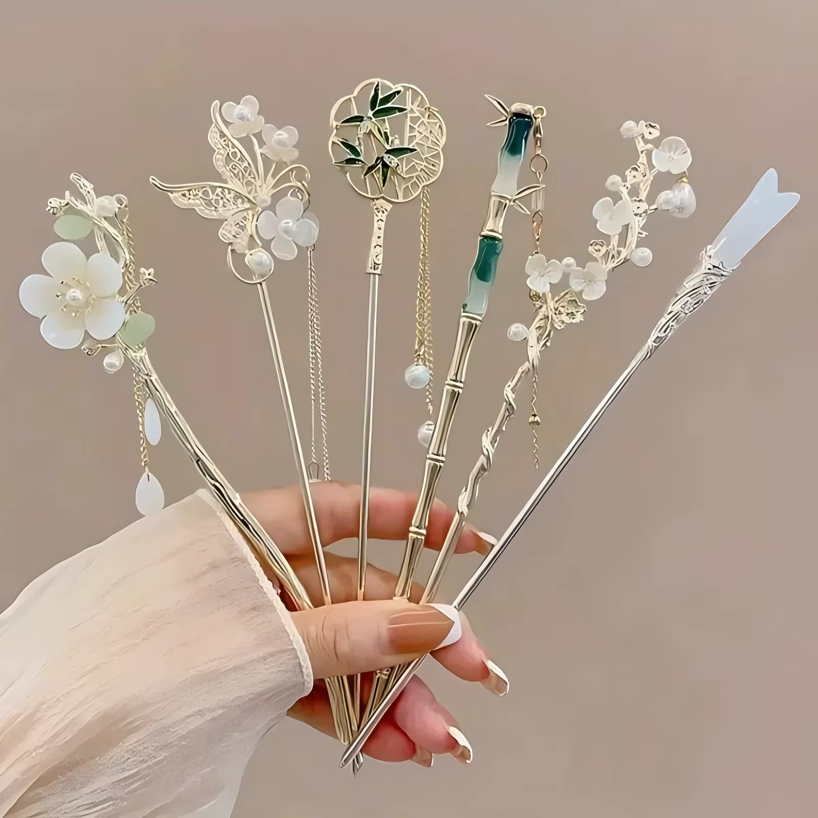 1/6 pièces élégant Style chinois gland bâton de cheveux traditionnel Design Floral accessoire de coiffure femmes bijoux épingle à cheveux Hairneedle