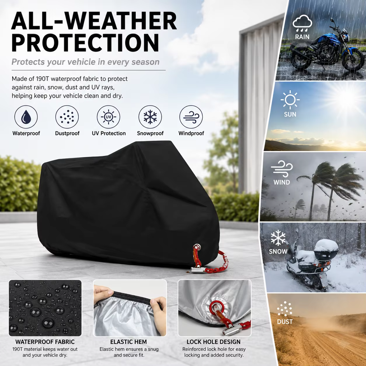 Housse de protection imperméable pour moto