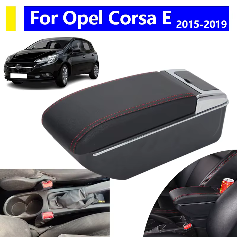 Accoudoir pour Opel Corsa 2015 2016 2017 2018 2019, boîte de rangement pour console de voiture avec porte-gobelet, accessoires intérieurs de voiture