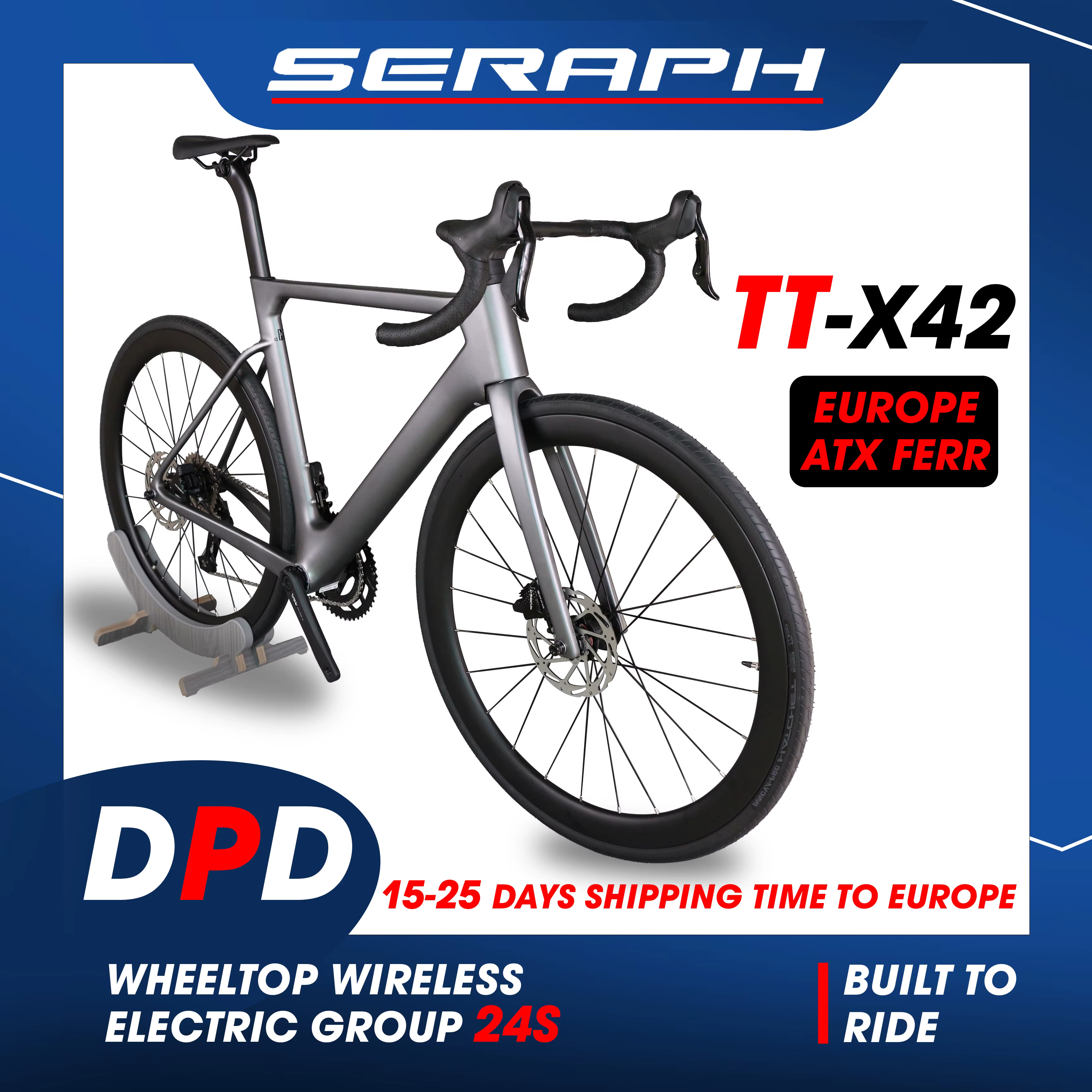 Vélo de route léger de plein carbone de bicyclette TT-X42 de style le plus récent avec des roues électriques sans fil d'ensemble de groupe de WheelTop