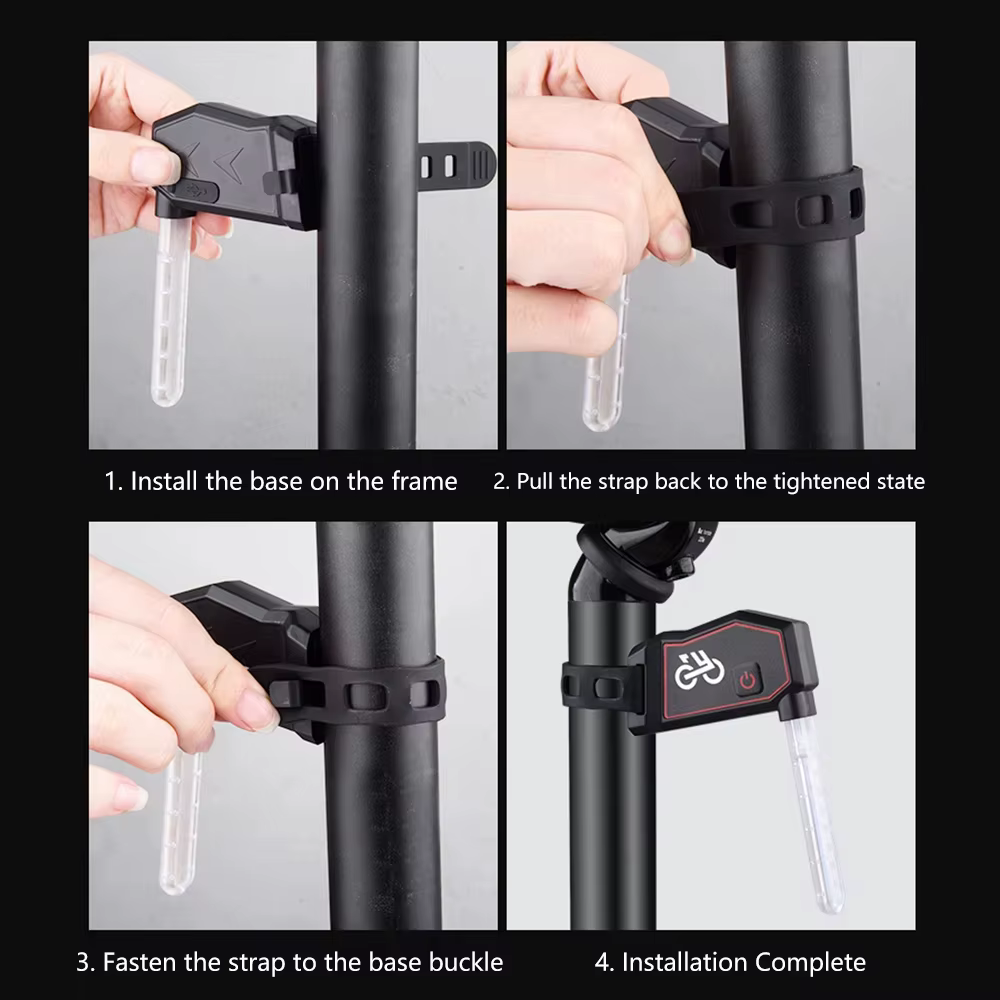 Feu arrière de vélo couleur LED à eau qui coule, clignotant Rechargeable, feu arrière d'avertissement pour vtt, vélo de route, cyclisme