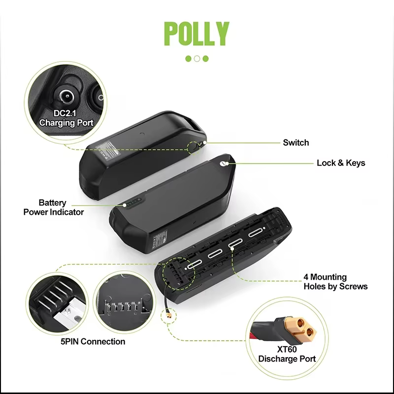 Batterie de vélo électrique 72V 3000W E bike tube inférieur 36v 48v 52v