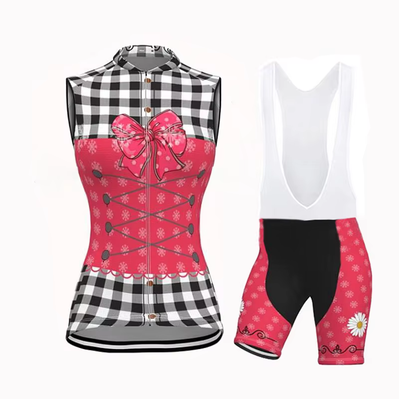 Ensemble gilet de cyclisme rose pour femmes