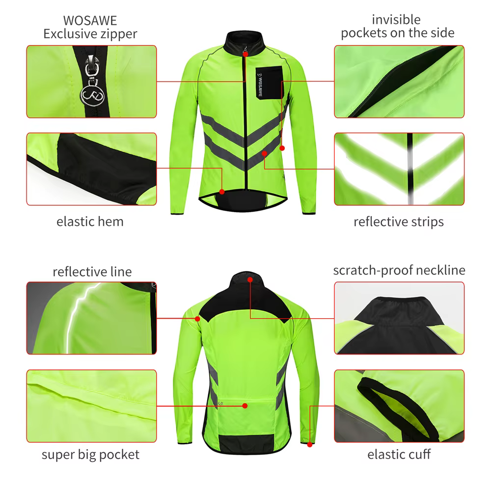 WOSAWE cyclisme veste de pluie haute visibilité maillot multifonction route vtt vélo