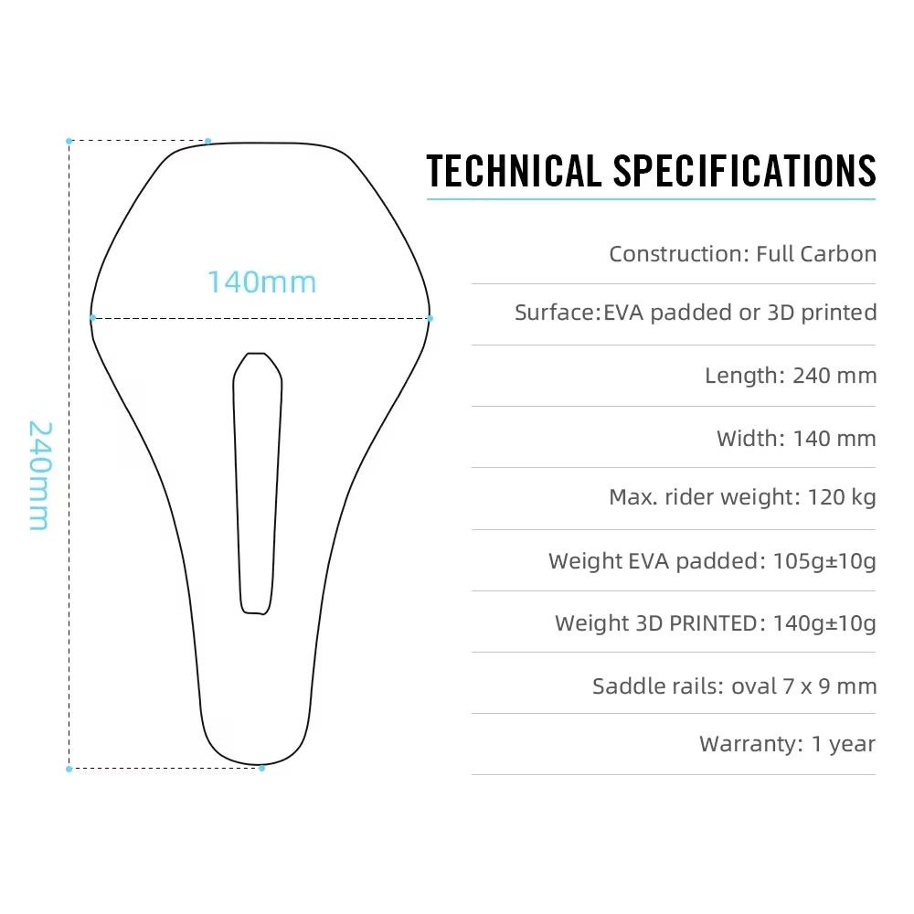 Selle de vélo ultralégère en carbone