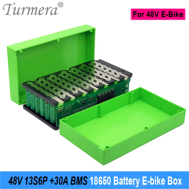 Turmera 13S 48V 52V boîtier de batterie de vélo électrique 13S6P 18650 support avec soudage Nickel 30A BMS pour