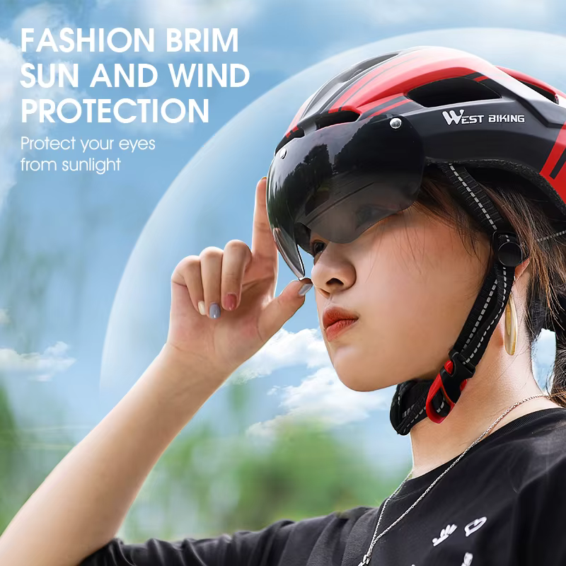 WEST BIKING-Casque de vélo ultraléger avec feu arrière