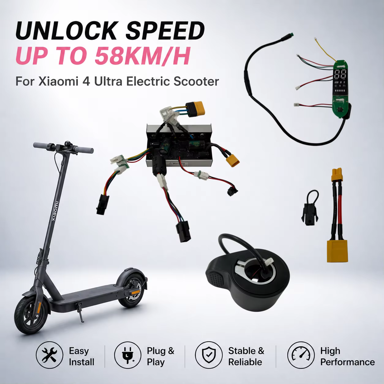 Kit de Contrôleur pour Trottinette Électrique Xiaomi 4 Ultra : Déverrouillage de la Vitesse