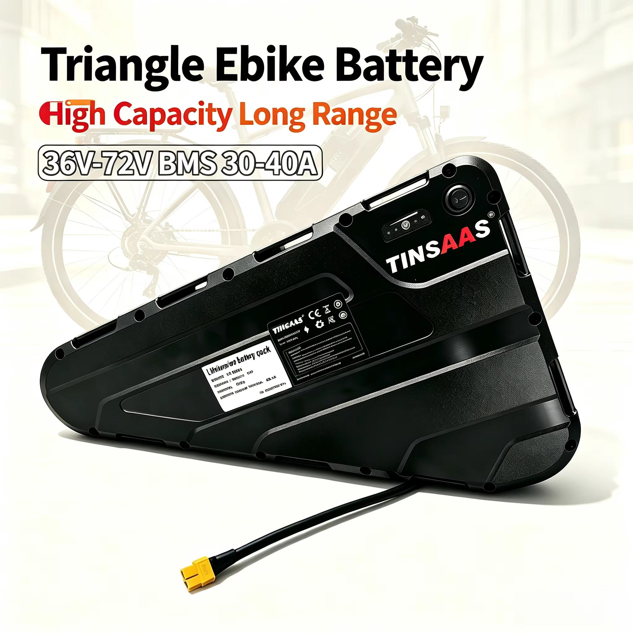 Batterie triangulaire pour vélo électrique 21700, cellules 36V 48V 52V 60V 72V, adaptée au cyclisme longue distance, pour moteurs 250W-3000W