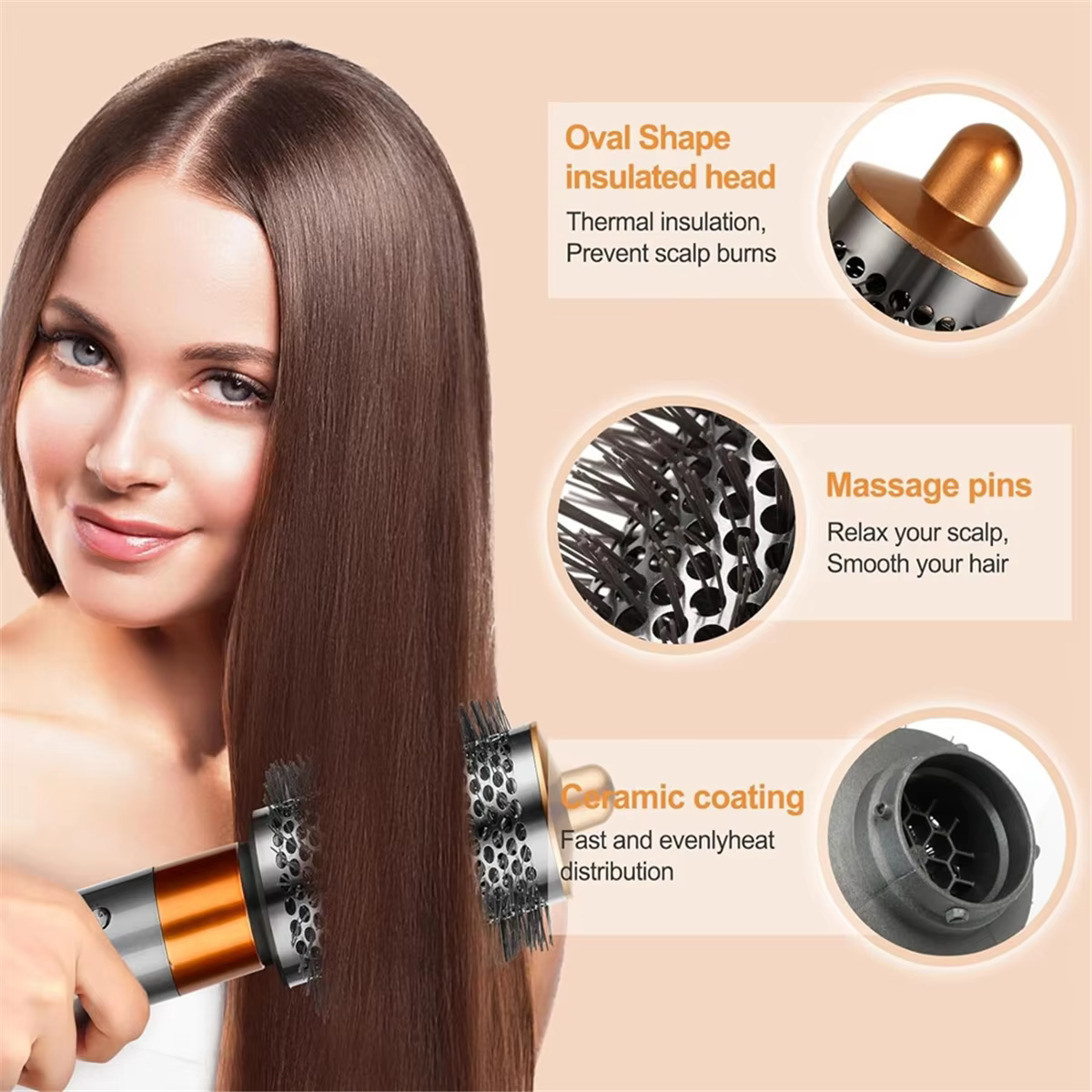 Grande brosse volumisante ronde pour accessoires Dyson Airwrap, brosse ronde narplus grande, pelucheuse et volumisante pour coiffer A