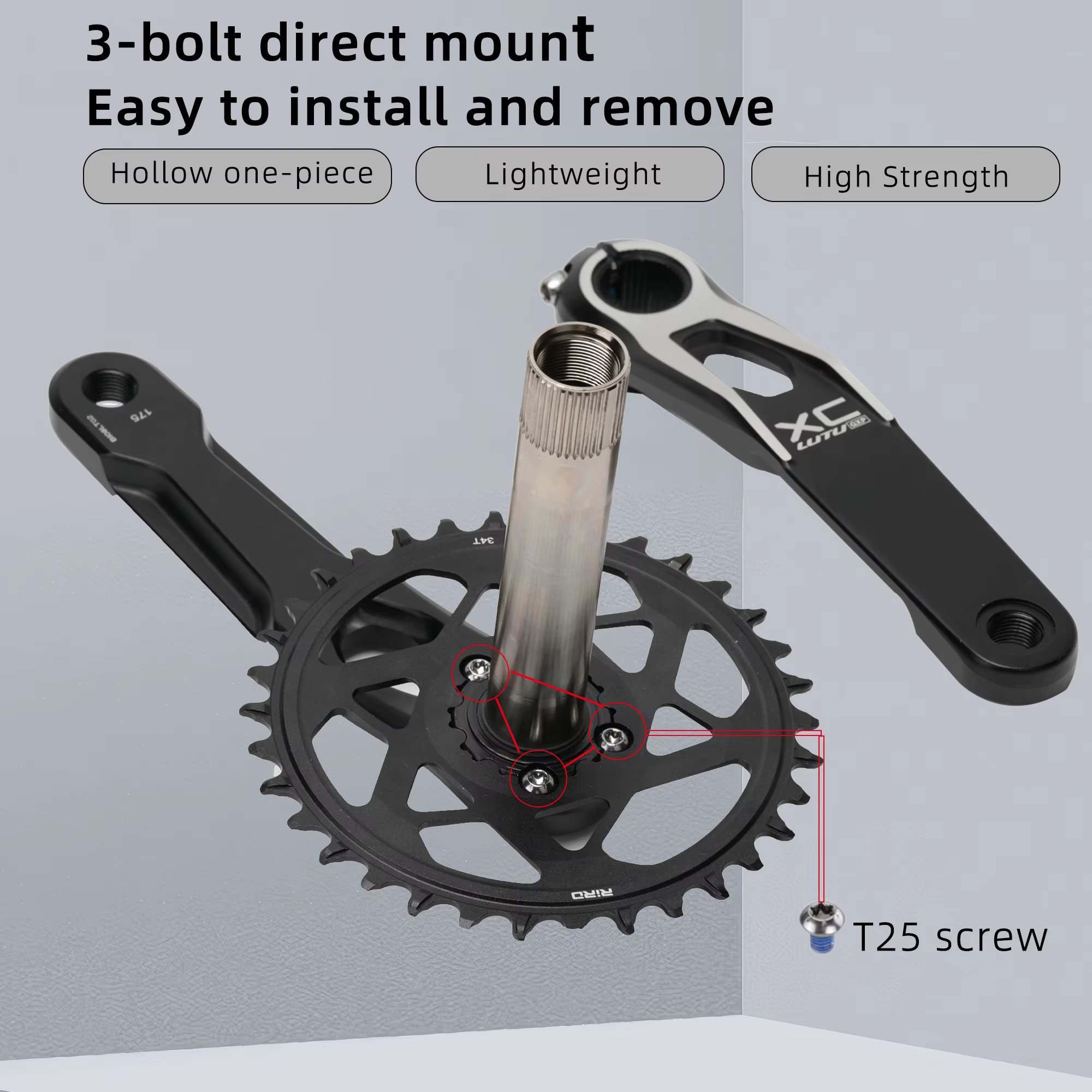 Pédalier RGO XC MTB 170/175 mm 30-42T 104BCD en alliage d'aluminium T6 forgé pour VTT et vélo de gravier