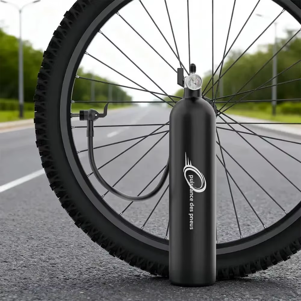 Pompe à vélo 1,3 L pour pneus tubeless/tubelessless, pression max. 200 PSI, compatible avec les valves Presta et Schrader pour vélos de route et VTT