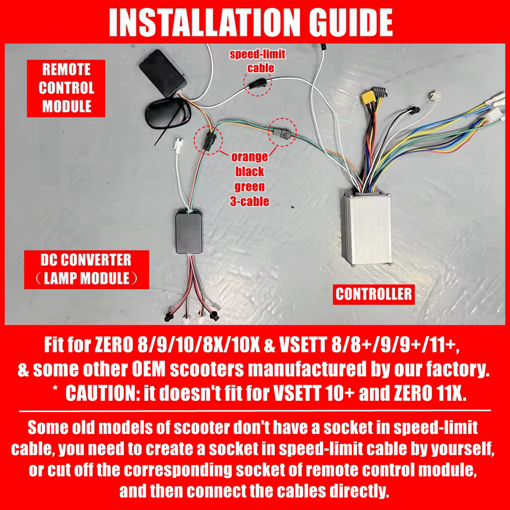Module de télécommande pour Scooter électrique VSETT 8 8+ 9 9+ 11+ ZERO 9 10 8X 10X limiteur pour commuter la vitesse maximale de 25 km/h vers réel